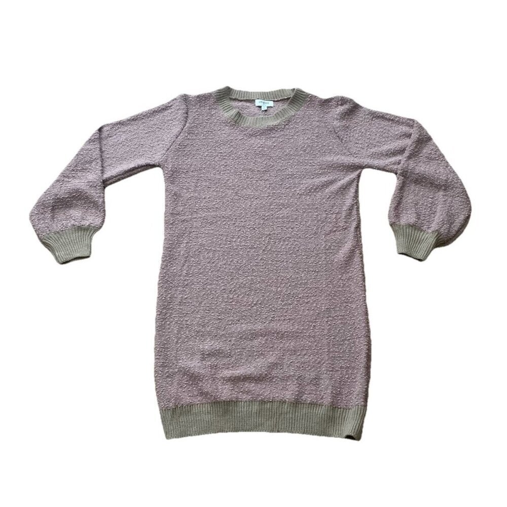 Umgee Fall Staple Sweater Dress Medium Latte Brown Crew Neck Pullover